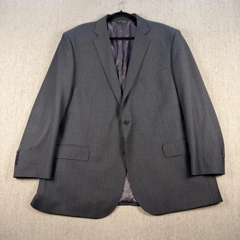 Brooks Brothers 346 Suit Jacket Mens 48R Grey Pinstripe 2 Button Blazer